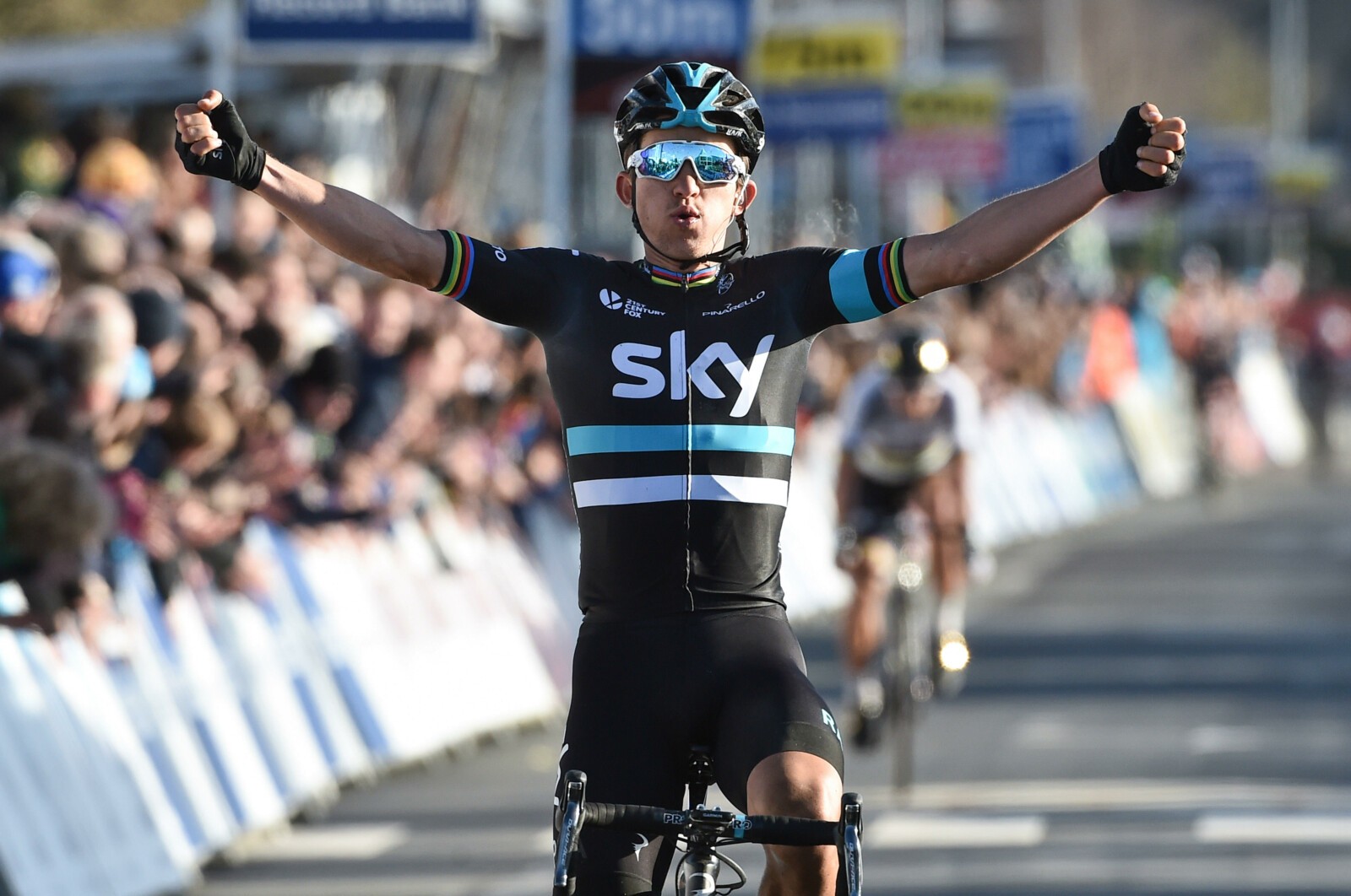 Myngheer at the 2011 Junior Men's World Championship race in Copenhagen, Denmark. Pictured with Alexis Gougeard who now rides for AG2R La Mondiale. Myngheer came 43rd on this occasion.